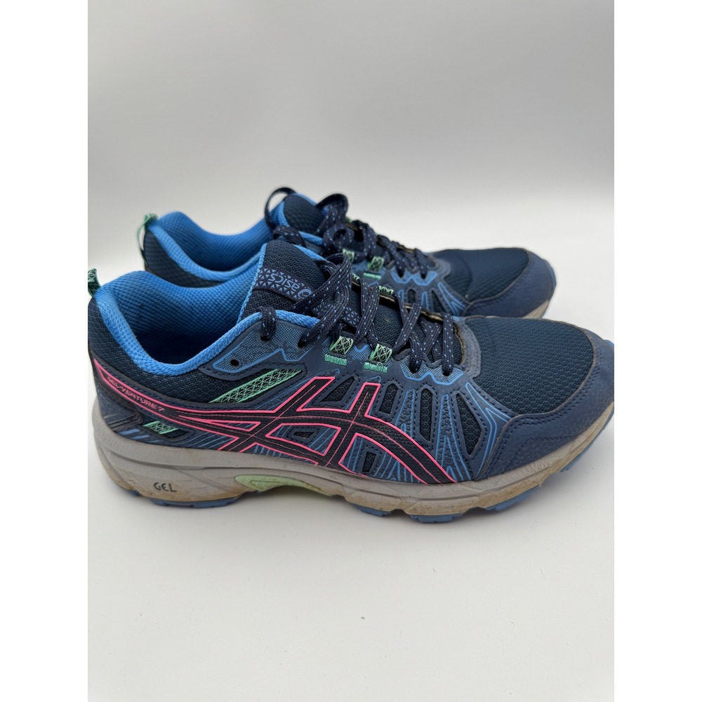 Asics Gel-Venture 7 Womens Running Shoes Navy Blue Pink Teal 1012A476 Size 8.5